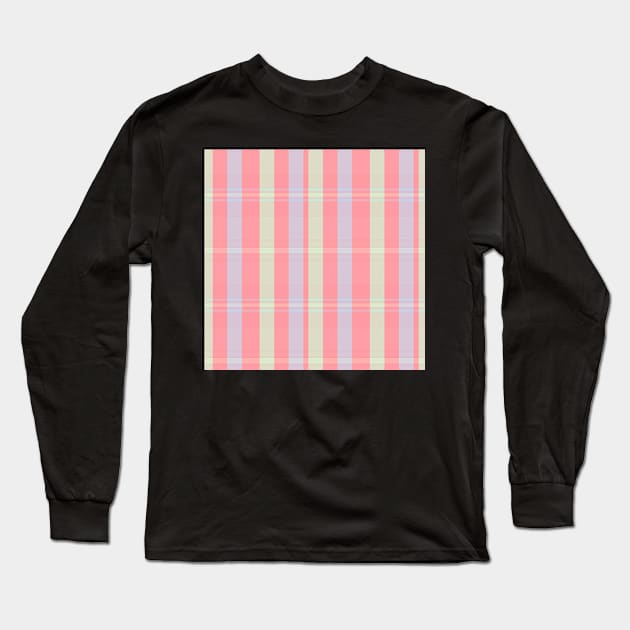 Pastel Aesthetic Artair 1 Hand Drawn Textured Plaid Pattern Long Sleeve T-Shirt by GenAumonier